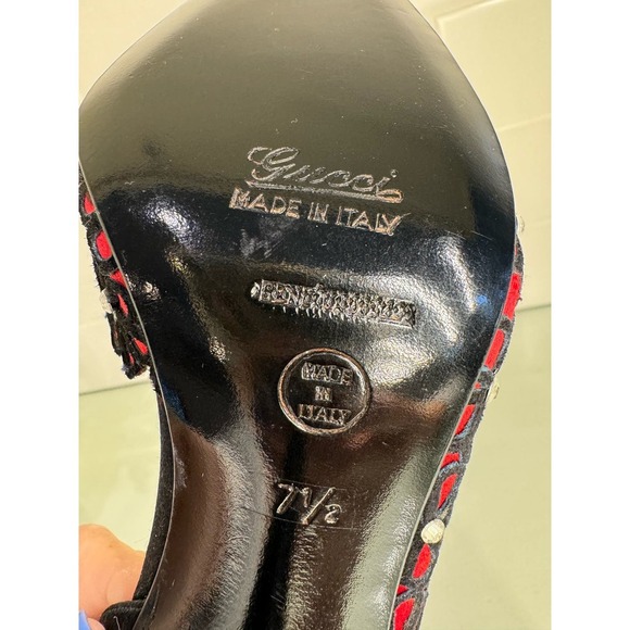 Vintage Gucci Heels Size 7.5 Women’s Red and Black Made In Italy 80s Pumps - Picture 14 of 14